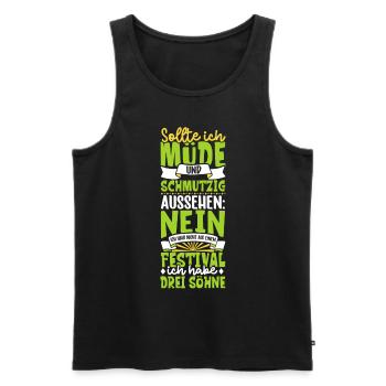 Müde und schmutzig - drei Söhne - Männer Premium Bio Tank Top - Schwarz - Vorne - Michal (187cm)