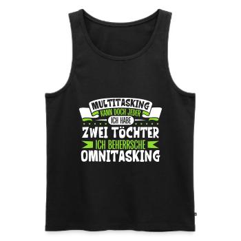 Multitasking kann jeder - Vater und Töchter - Männer Premium Bio Tank Top - Schwarz - Vorne - AI Model Male 178 light (178cm)