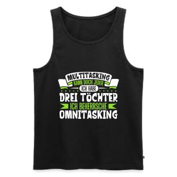 Multitasking kann jeder - Vater und Töchter - Männer Premium Bio Tank Top - Schwarz - Vorne - AI Model Male 178 light (178cm)