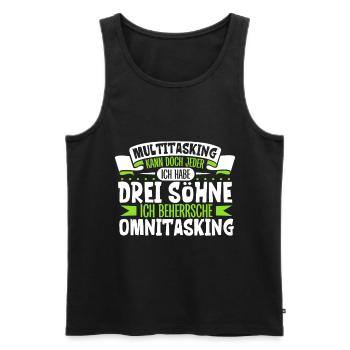 Multitasking kann jeder - Vater und Söhne - Männer Premium Bio Tank Top - Schwarz - Vorne - AI Model Male 178 light (178cm)