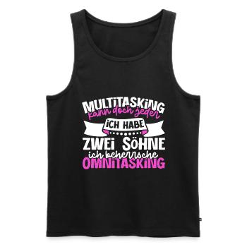Multitasking kann jeder - Mutter und Söhne - Männer Premium Bio Tank Top - Schwarz - Vorne - AI Model Male 178 light (178cm)