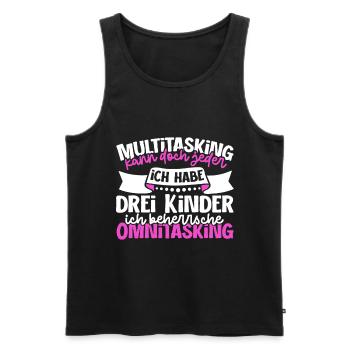 Multitasking kann jeder - Mutter und Kinder - Männer Premium Bio Tank Top - Schwarz - Vorne - AI Model Male 178 light (178cm)