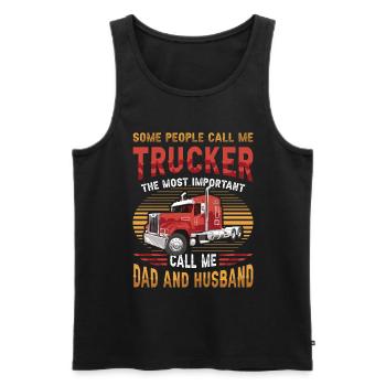 Trucker, Husband, Truck Driver, Dad - Männer Premium Bio Tank Top - Schwarz - Vorne - Michal (187cm)