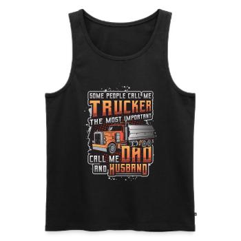 Trucker, Husband, Truck Driver, Dad - Männer Premium Bio Tank Top - Schwarz - Vorne - Michal (187cm)