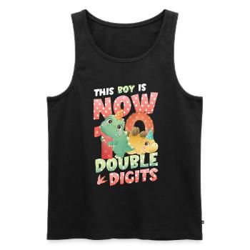 This boy is now 10, double digits - Men's Premium Organic Tank Top - black - Front - Michal (187cm)