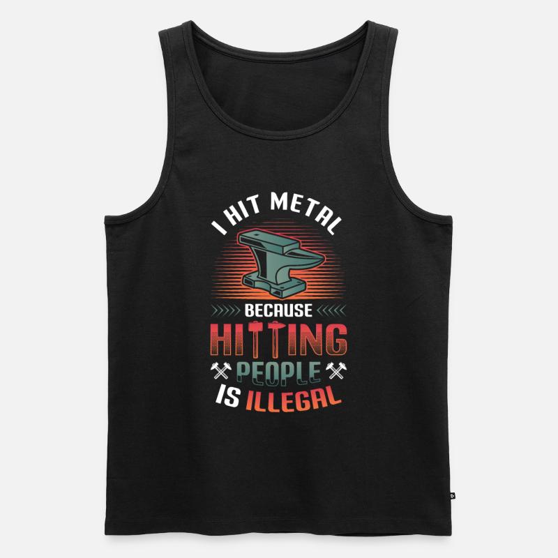 Hit Metal, Blacksmith - Männer Premium Bio Tank Top - Schwarz