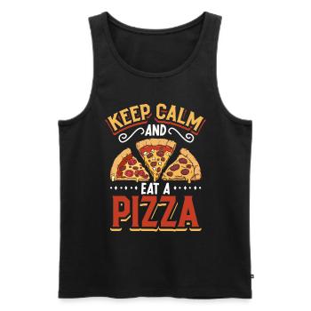 Keep Calm and eat a Pizza - Pizzaliebhaber - Männer Premium Bio Tank Top - Schwarz - Vorne - Michal (187cm)