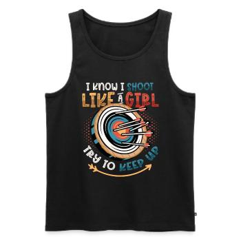 I know I'm shooting like a girl - Men's Premium Organic Tank Top - black - Front - Michal (187cm)