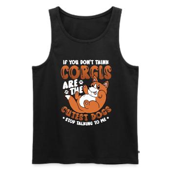 Niedlicher Corgi - Männer Premium Bio Tank Top - Schwarz - Vorne - Michal (187cm)