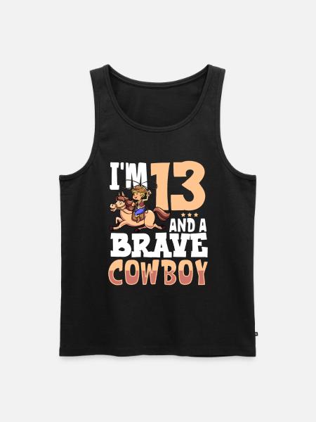 I'm 13 - Boy Cowboy - Men's Premium Organic Tank Top - black