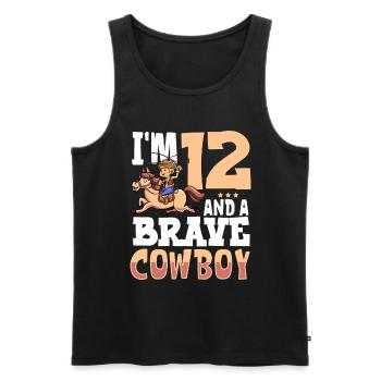 Ich bin 12 - Jungen Cowboy - Männer Premium Bio Tank Top - Schwarz - Vorne - Michal (187cm)