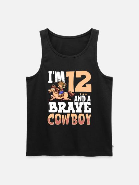 I'm 12 - Boy Cowboy - Men's Premium Organic Tank Top - black