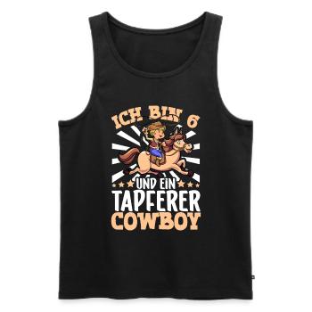 Ich bin 6 - Jungen Cowboy - Männer Premium Bio Tank Top - Schwarz - Vorne - Michal (187cm)