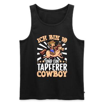 Ich bin 10 - Jungen Cowboy - Männer Premium Bio Tank Top - Schwarz - Vorne - AI Model Male 178 light (178cm)
