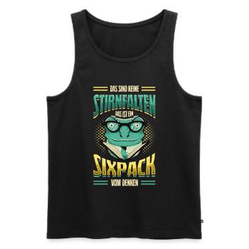 Das Sind Keine Stirnfalten, Das Ist Ein Six Pack - Männer Premium Bio Tank Top - Schwarz - Vorne - Michal (187cm)