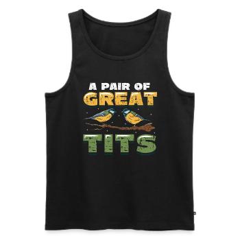 Ein Paar Kohlmeisen, Lustiger Vogelbeobachter - Männer Premium Bio Tank Top - Schwarz - Vorne - Michal (187cm)