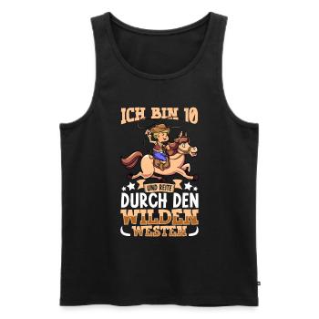 Ich bin 10 - Jungen Cowboy - Männer Premium Bio Tank Top - Schwarz - Vorne - AI Model Male 178 light (178cm)