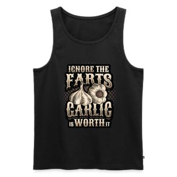 Ignore the farts, garlic is worth it - Men's Premium Organic Tank Top - black - Front - AI Model Male 178 light (178cm)