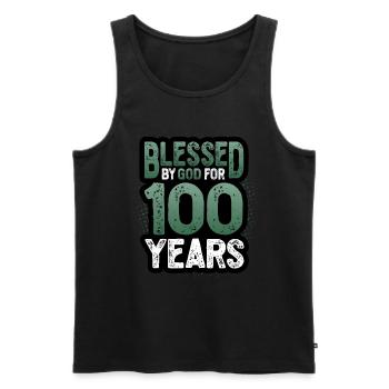 Religious by God for 100 years - Men's Premium Organic Tank Top - black - Front - Michal (187cm)