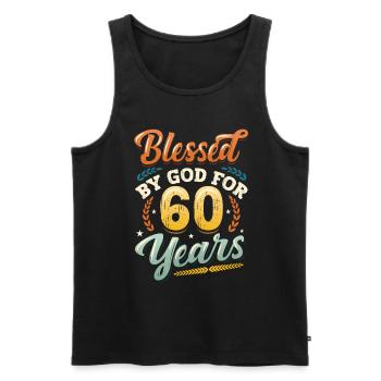 Religious by God for 60 years - Men's Premium Organic Tank Top - black - Front - Michal (187cm)
