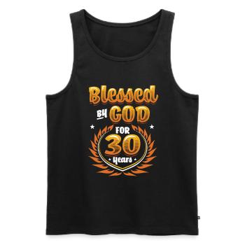 Religious by God for 30 years - Men's Premium Organic Tank Top - black - Front - Michal (187cm)