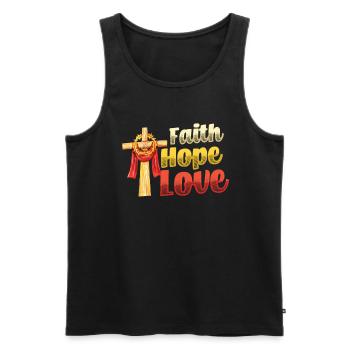 Faith, Hope, Love, Church, Religion - Men's Premium Organic Tank Top - black - Front - AI Model Male 178 light (178cm)