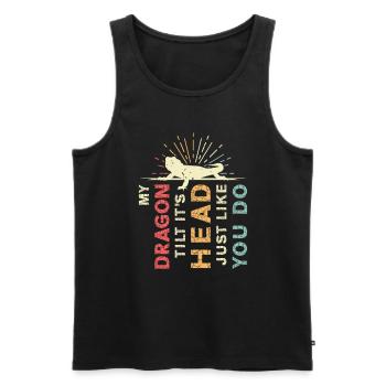 Mein Drache Neigt Seinen Kopf, Genau Wie Du - Männer Premium Bio Tank Top - Schwarz - Vorne - Michal (187cm)