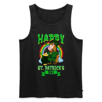 St Patrick's Unicorn - Happy St Patrick's Day - Men's Premium Organic Tank Top - black - Front - Michal (187cm)