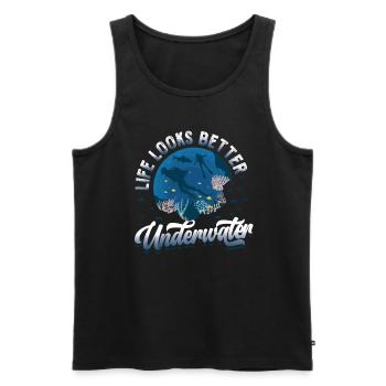 Life looks better underwater, diving - Men's Premium Organic Tank Top - black - Front - Michal (187cm)