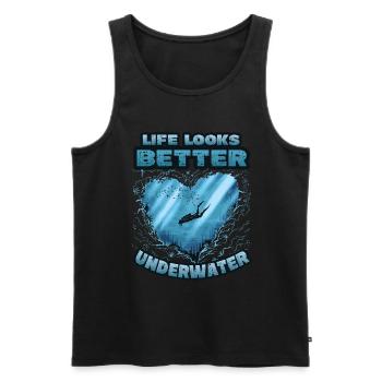 Life looks better underwater, diving - Men's Premium Organic Tank Top - black - Front - Michal (187cm)