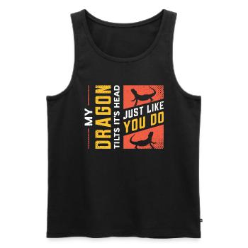 Mein Drache Neigt Seinen Kopf, Genau Wie Du - Männer Premium Bio Tank Top - Schwarz - Vorne - Michal (187cm)