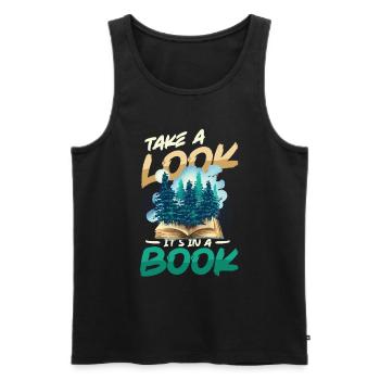 Look what's in a book: Reading Lover - Men's Premium Organic Tank Top - black - Front - AI Model Male 178 light (178cm)