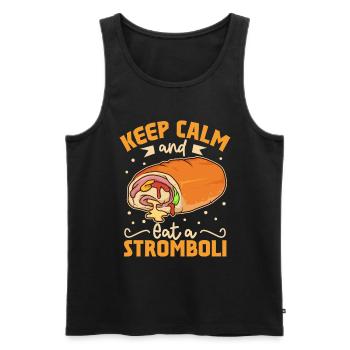 Keep Calm and eat a Stromboli - Männer Premium Bio Tank Top - Schwarz - Vorne - Michal (187cm)
