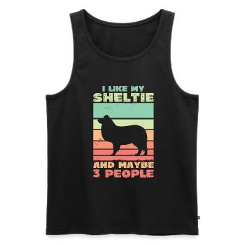 J’aime mon Sheltie et peut-être 3 personnes - Débardeur bio Premium Homme - noir - Devant - Michal (187cm)