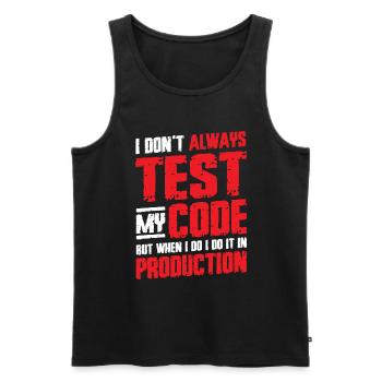 Ich Teste Meinen Code In Der Produktion - Männer Premium Bio Tank Top - Schwarz - Vorne - AI Model Male 178 light (178cm)
