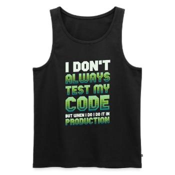 Ich Teste Meinen Code In Der Produktion - Männer Premium Bio Tank Top - Schwarz - Vorne - AI Model Male 178 light (178cm)