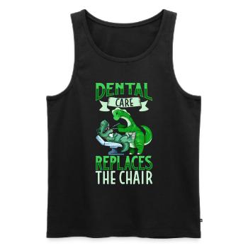 Les soins dentaires sont importants - Dino dentist - Débardeur bio Premium Homme - noir - Devant - AI Model Male 178 light (178cm)