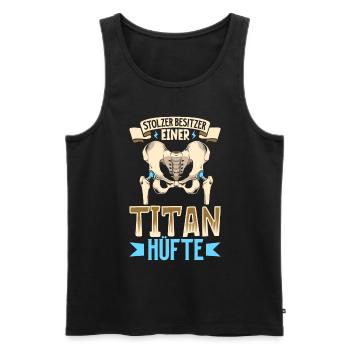Proud owner of a titanium hip - New hip - Men's Premium Organic Tank Top - black - Front - AI Model Male 178 light (178cm)