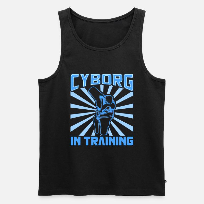 Cyborg im Training - Knieprothese - Männer Premium Bio Tank Top - Schwarz