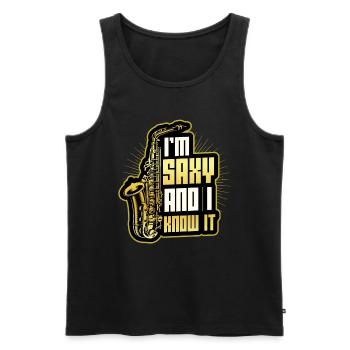 Ich Bin Saxy Und Ich Weiß Es - Saxophon - Männer Premium Bio Tank Top - Schwarz - Vorne - Michal (187cm)