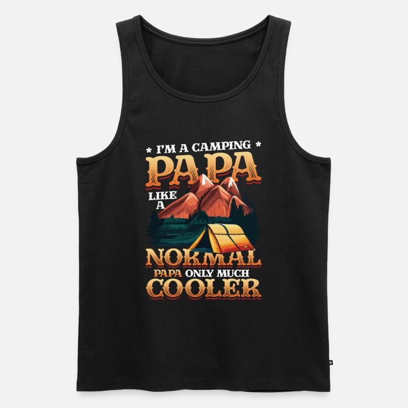 Camping Papa, Lagerfeuer - Männer Premium Bio Tank Top - Schwarz