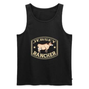 Jersey Rind - Jersey Rancher - Männer Premium Bio Tank Top - Schwarz - Vorne - AI Model Male 178 light (178cm)