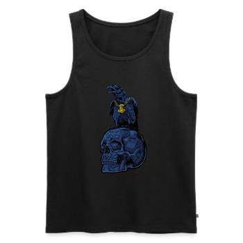 Corbeau gothique avec Mjölnir sur le crâne - Gothique - Débardeur bio Premium Homme - noir - Devant - AI Model Male 178 light (178cm)