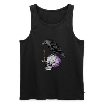 Gothic crow with Mjölnir necklace on skull - Goth - Men's Premium Organic Tank Top - black - Front - AI Model Male 178 light (178cm)