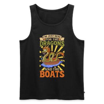 Nur hier für die Drachen und die Boote - Drachenbo - Männer Premium Bio Tank Top - Schwarz - Vorne - AI Model Male 178 light (178cm)