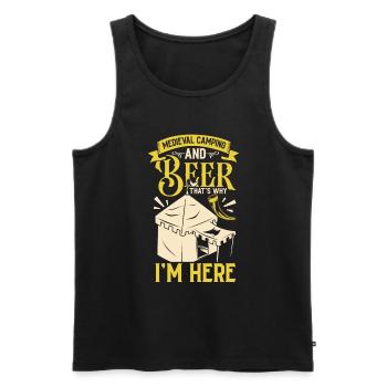Camp médiéval et bière - Medieval Camping - Débardeur bio Premium Homme - noir - Devant - AI Model Male 178 light (178cm)