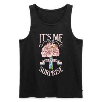 Avec des fleurs - Je suis la surprise de la fête des mères - Débardeur bio Premium Homme - noir - Devant - Michal (187cm)