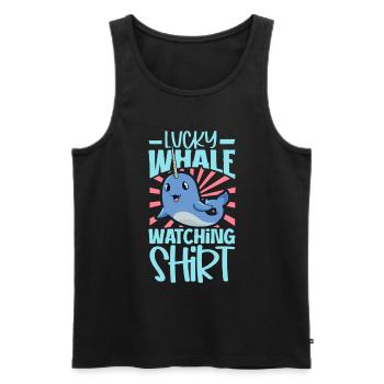 Walbeobachtung - Lucky Whale Watching - Männer Premium Bio Tank Top - Schwarz - Vorne - Michal (187cm)