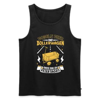 Boßeln Bier und Bollerwagen - Bosseln - Männer Premium Bio Tank Top - Schwarz - Vorne - Michal (187cm)