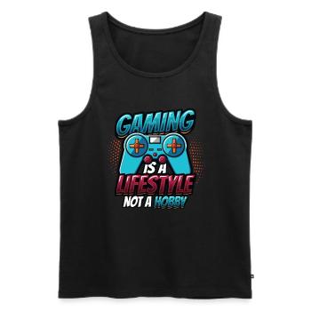 Spielen Ist Ein Lebensstil, Kein Hobby - Männer Premium Bio Tank Top - Schwarz - Vorne - Michal (187cm)